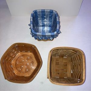 Longaberger Baskets Lot Of Two Small w/Plastic Liners - One Royce Craft Basket